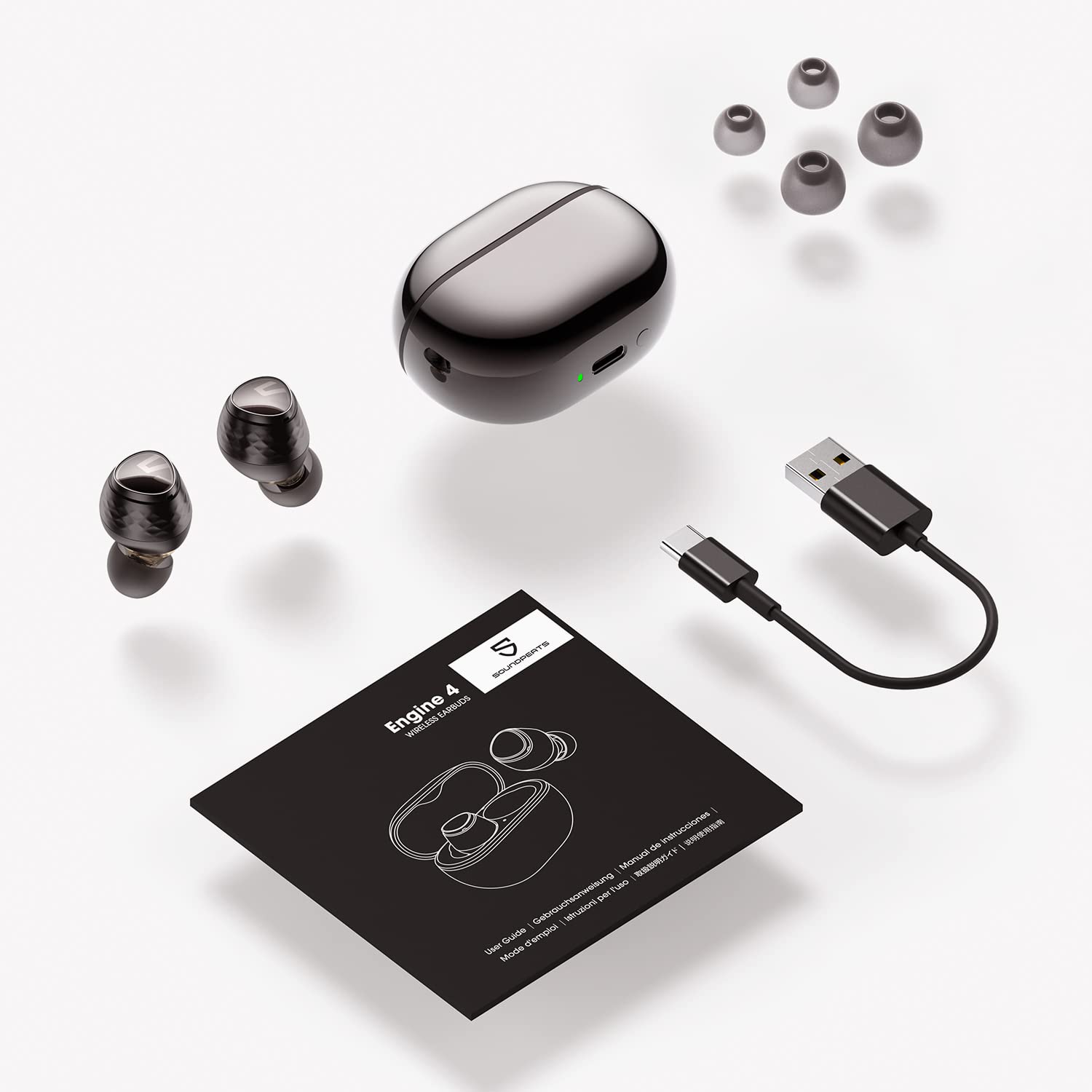 SoundPEATS Wireless Earbuds, Engine4 HiFi Stereo Earphones Coaxial Dual Dynamic Drivers Ear Buds, 43Hrs Bluetooth 5.3 High-Fidelity Headphones, Multipoint Pairing Bluetooth Earbuds with Hi-Res & LDAC