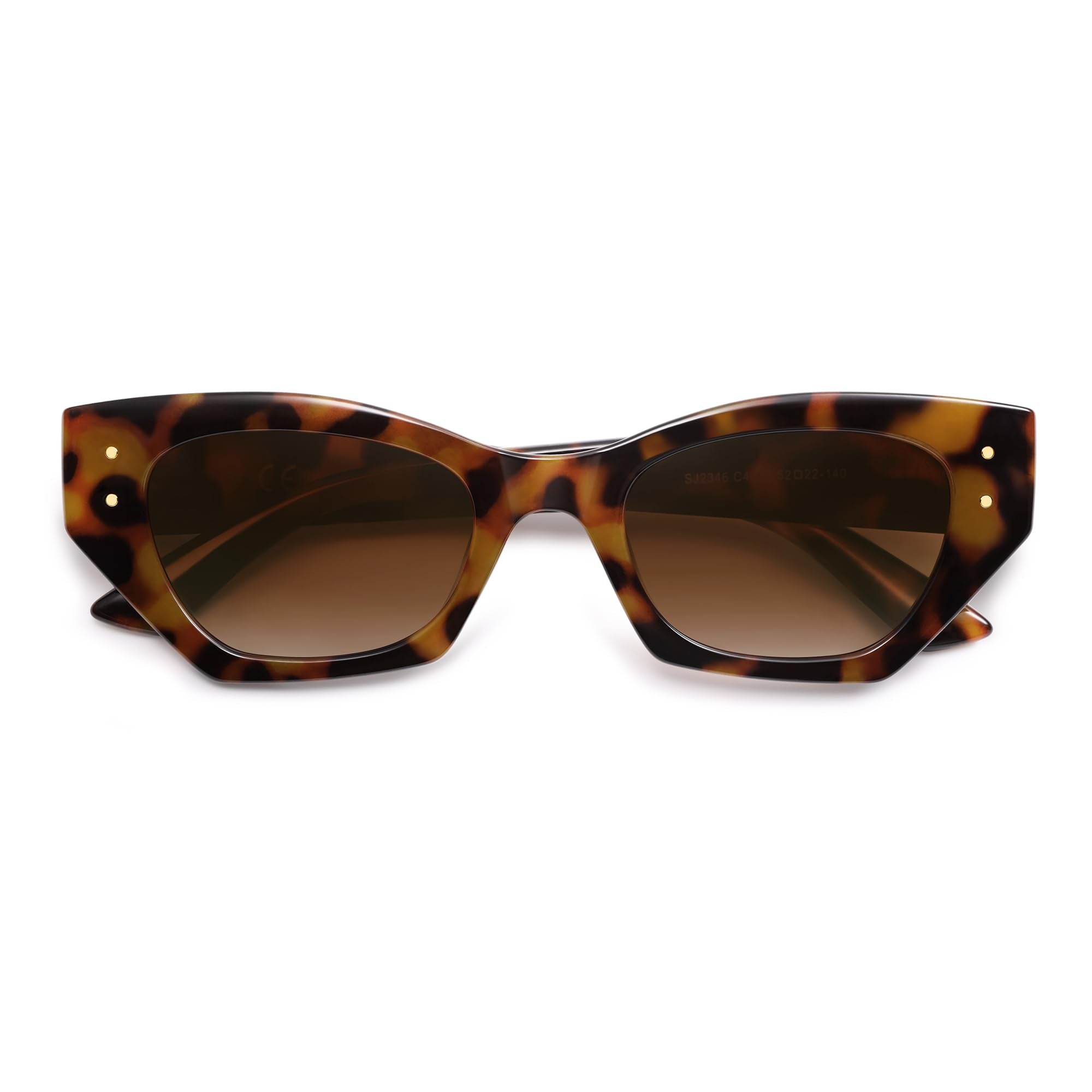 SOJOS Retro Trendy Polarized Sunglasses For Women Narrow Cat Eye Womens Shades SJ2346,Tortoise Brown Grading