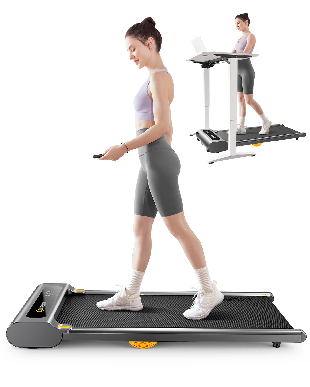 UREVO Under Desk Treadmill, Walking Pad for Home/Office, 16" W* 41”L Large Running Belt, Portable Walking Treadmill, Walking Jogging Machine with 265 lbs Weight Capacity Remote Control LED Display