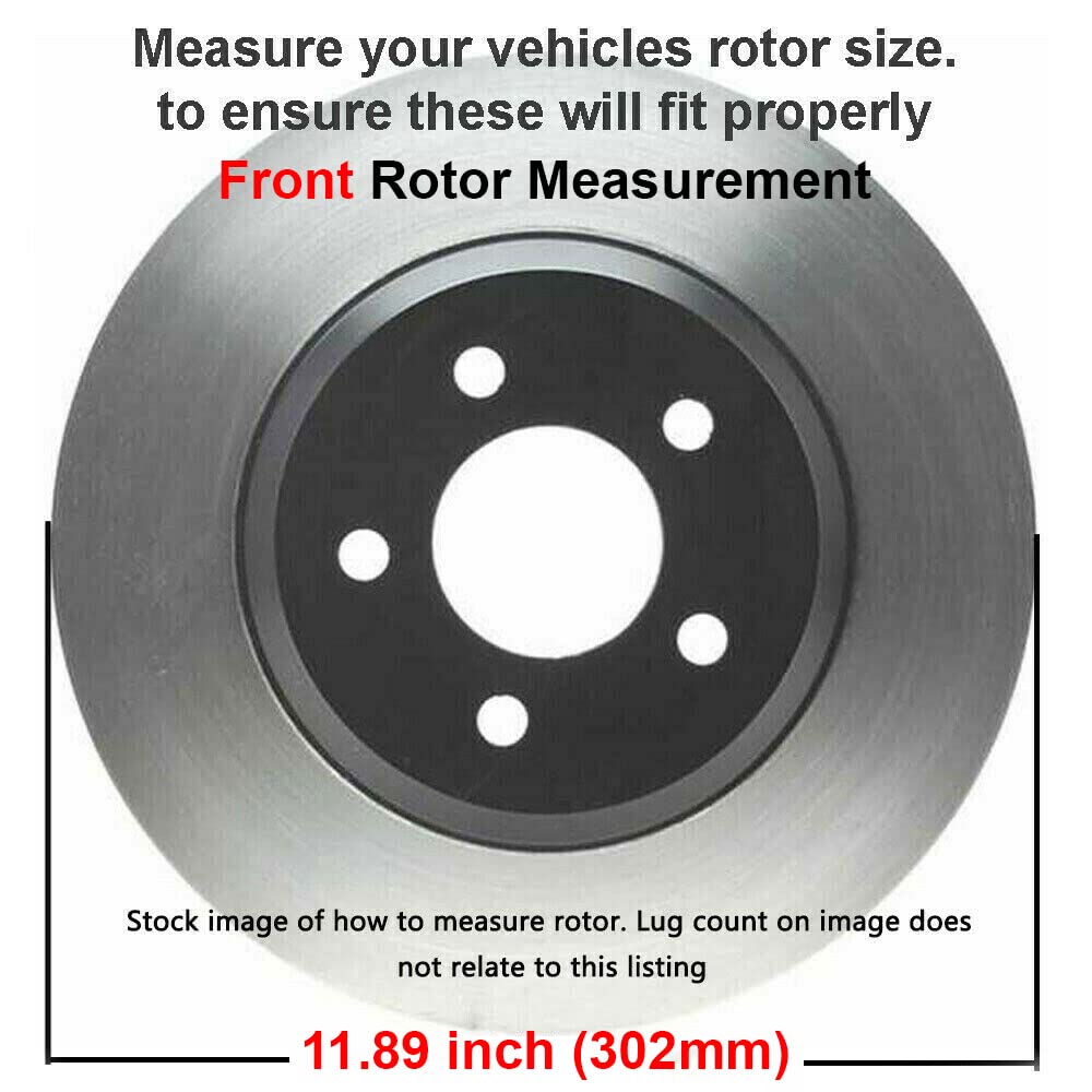 Detroit Axle - Front Brake Kit for Chrysler Town & Country Dodge Journey Grand Caravan Routan Disc Brakes Rotors Ceramic Brake Pads : 11.89" inch Rotor
