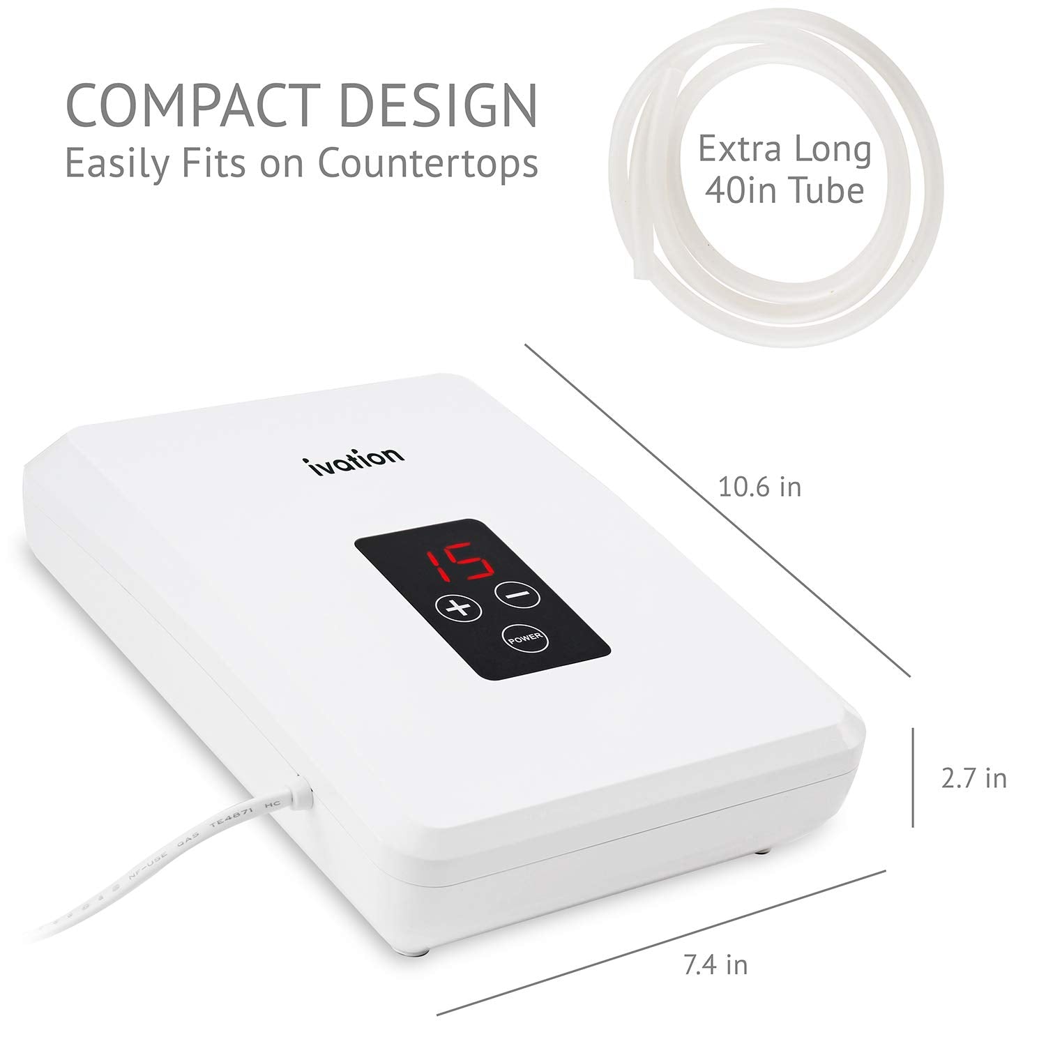 Ivation Portable Ozone Generator 600mg/h – Multipurpose Air Sterilizing & Freshening System w/2 Silicone Tubes, 2 Diffuser Stones & Timer; Purifies Air, Water, Food, Toothbrush