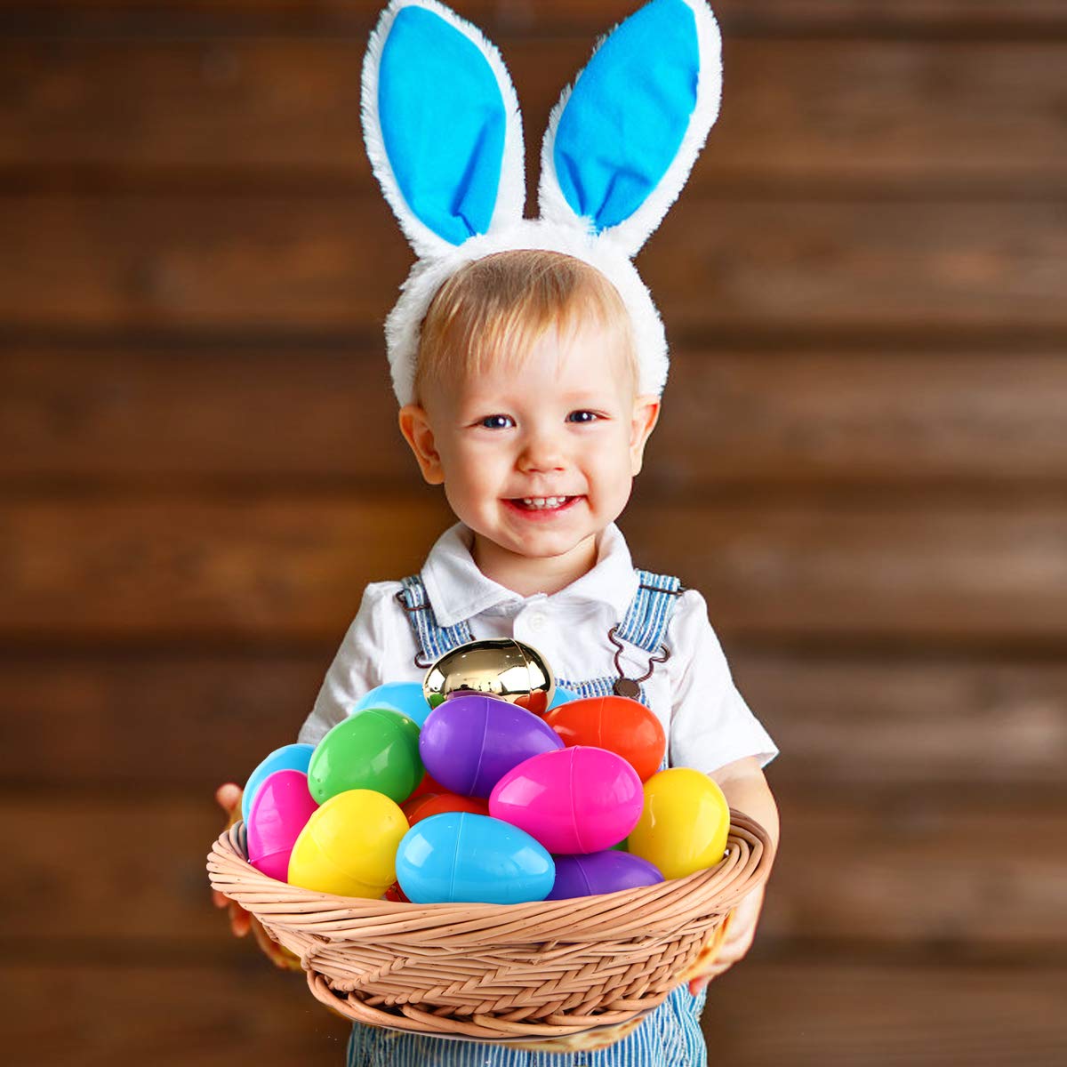 GABOSS Jumbo Bright Plastic Easter Eggs - 3.15'' Include 6 Golden Eggs,for Easter Basket Stuffers Fillers,Theme Party Favor,Classroom Prize (3.15 in) 150 Pieces