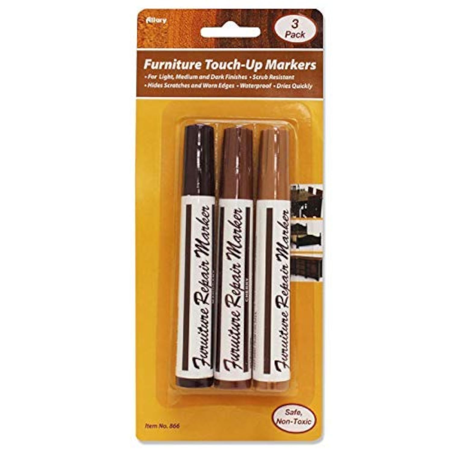 Allary Furniture Touch-Up Markers: Brown Color; 1 Pack of 3 Markers