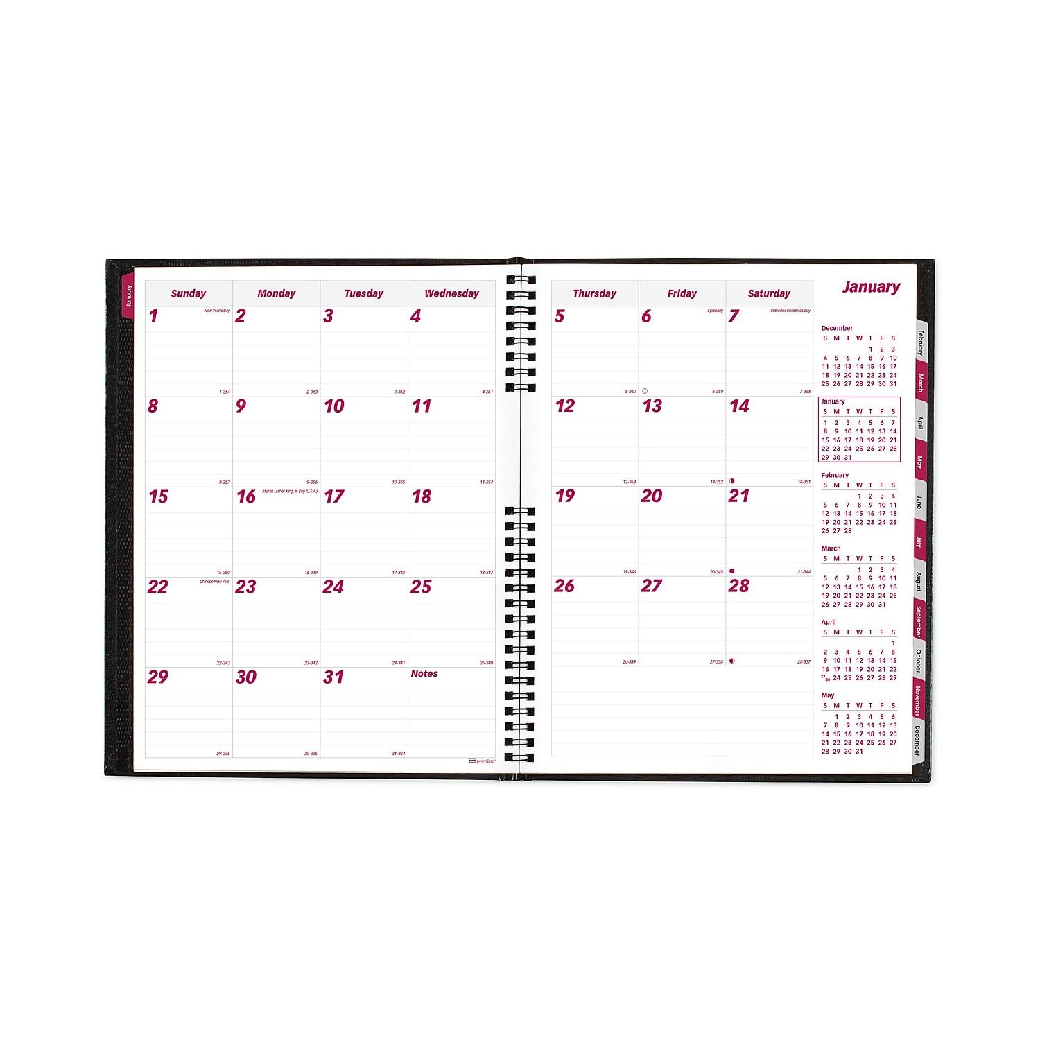 Brownline 2024 CoilPro Monthly Planner, 14 Months, December 2023 to January 2025, Twin-Wire Binding, 11" x 8.5", Black (CB1262C.BLK-24)