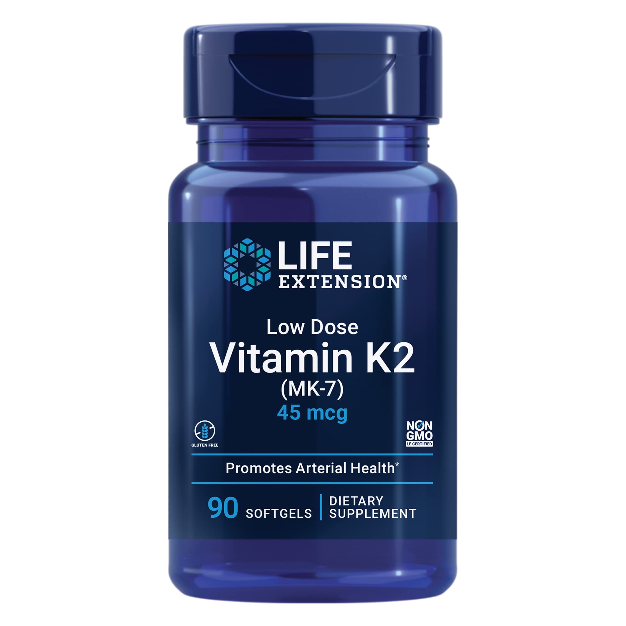 Life Extension Low Dose Vitamin K2 – Supports Arterial Health – Non-GMO, Gluten-Free – 90 Softgels