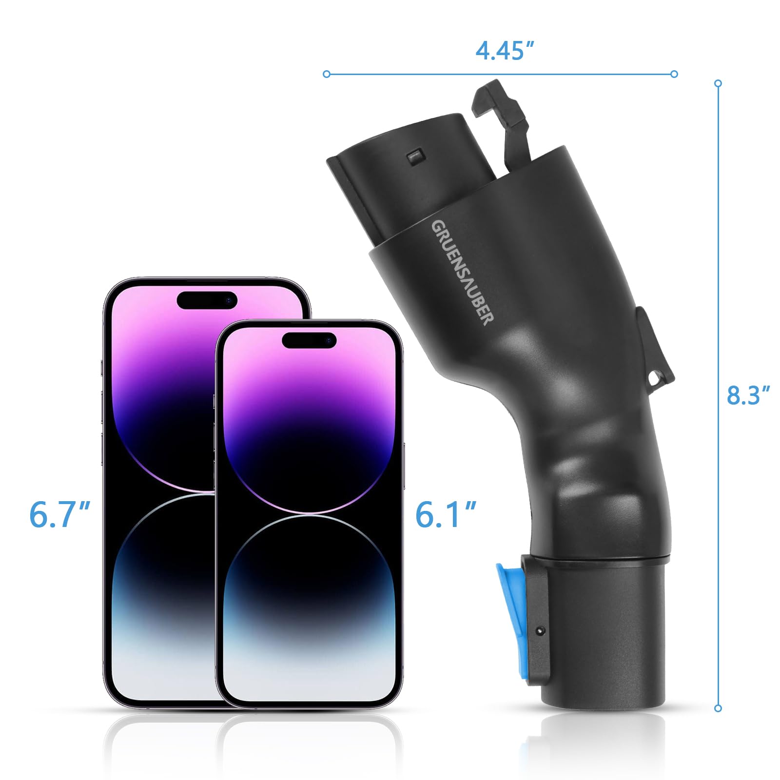 Gruensauber for J1772 EVs Tesla to J1772 Charging Adapter Max 60A & 250V - Compatible with Tesla High Powered Connectors, Destination Chargers, and Mobile Connectors (Black)