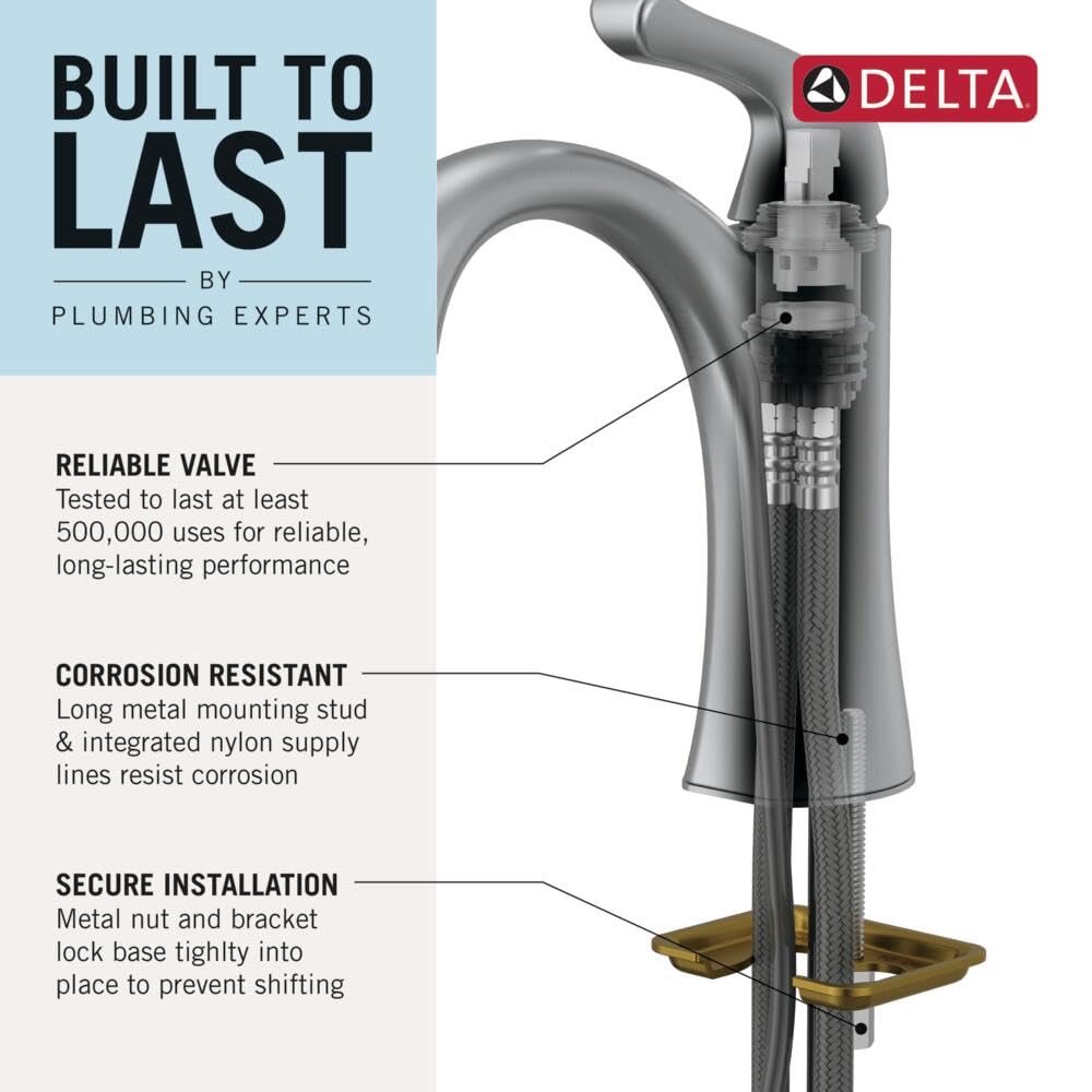 DELTA 581LF-PP Modern Bathroom Faucet, 1.2 GPM Water Flow, Chrome