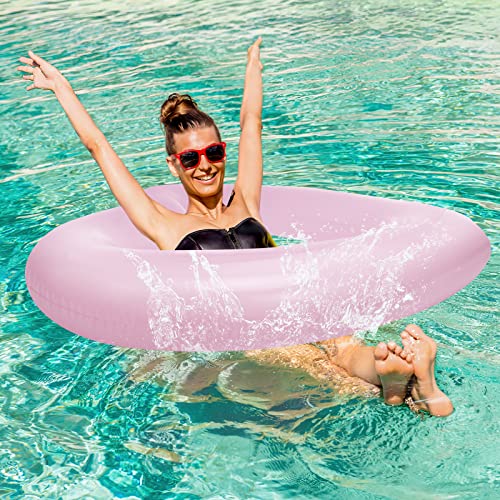 HeySplash Pool Floats, Adult Size Heart Inflatable Pool Floatie for Bachelorette Party, Swim Tube Rings, River Lake Beach Floaty, Wedding Bride Decoration, Fun Toy Raft Lounge for Kids, Pink