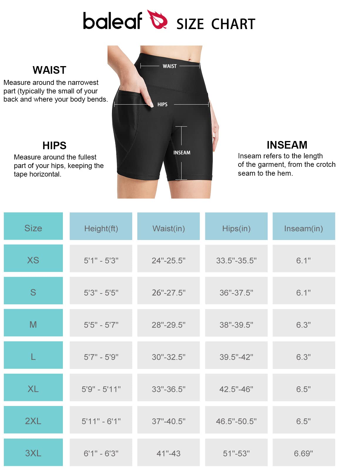 BALEAF Swim Shorts Women Bathing Suit Bottoms 6" Modest Swimsuits Tankini Tummy Control Board Shorts Swimwear High Waisted Biker Shorts Boyshorts Black L