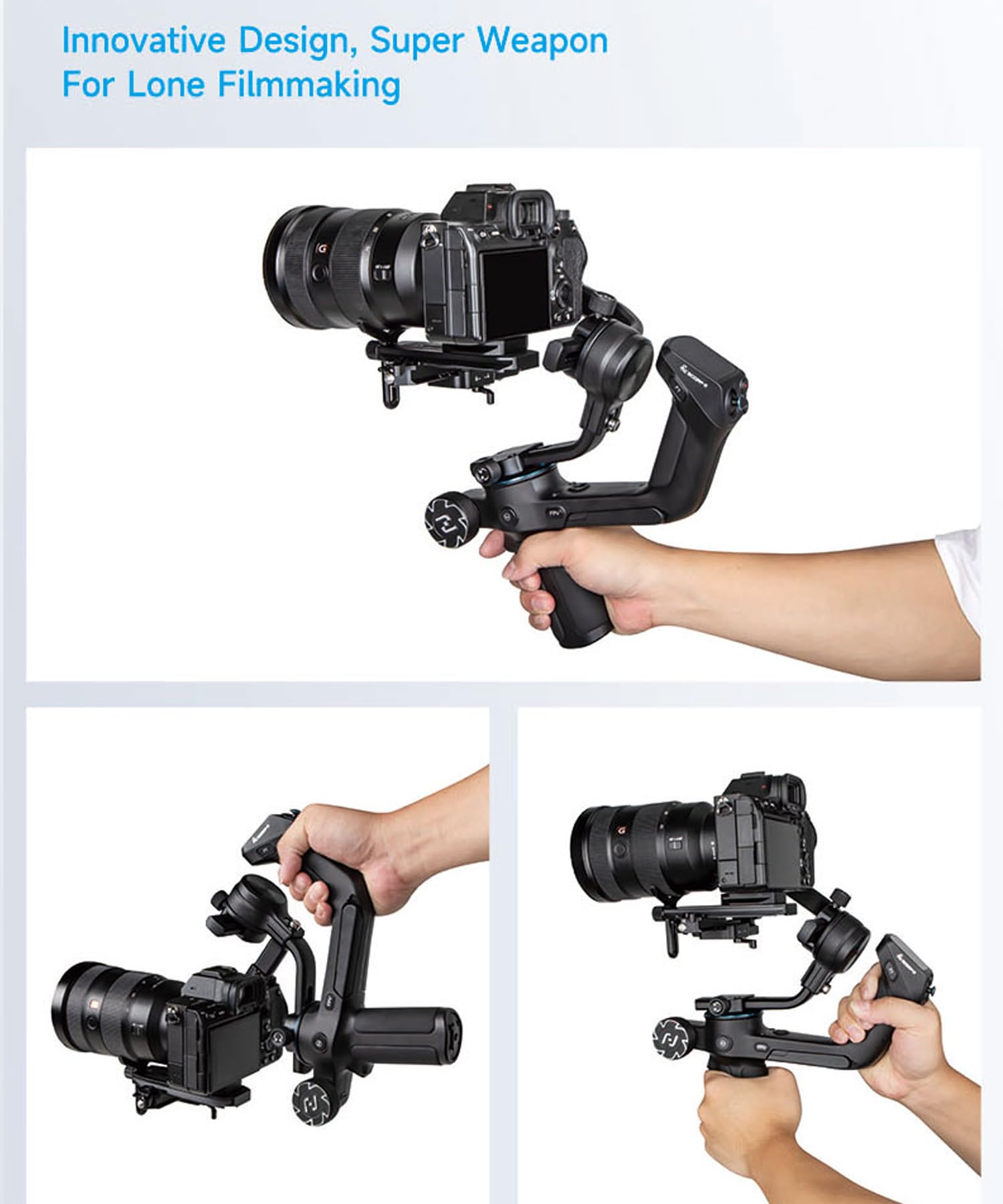 FeiyuTech SCORP 2 KIT Gimbal Stabilizer for DSLR and Mirrorless Camera,Built-in AI Tracking,3-Axis Gimbal for Sony/Canon/Nikon/Fujifilm, Max 5.51lbs,Touch Screen, Native Vertical Shooting with Case