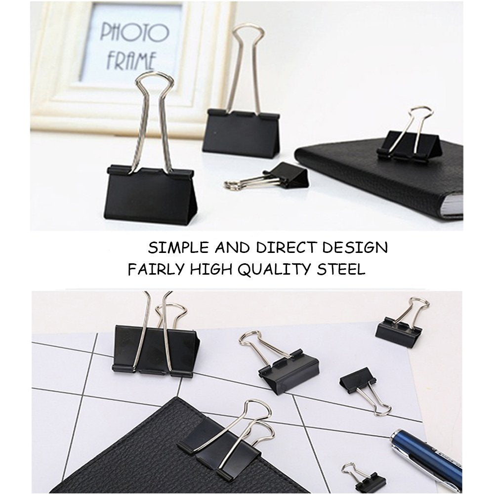Coofficer Extra Large Binder Clips 2-Inch (24 Pack), Big Paper Clamps for Office Supplies, Black