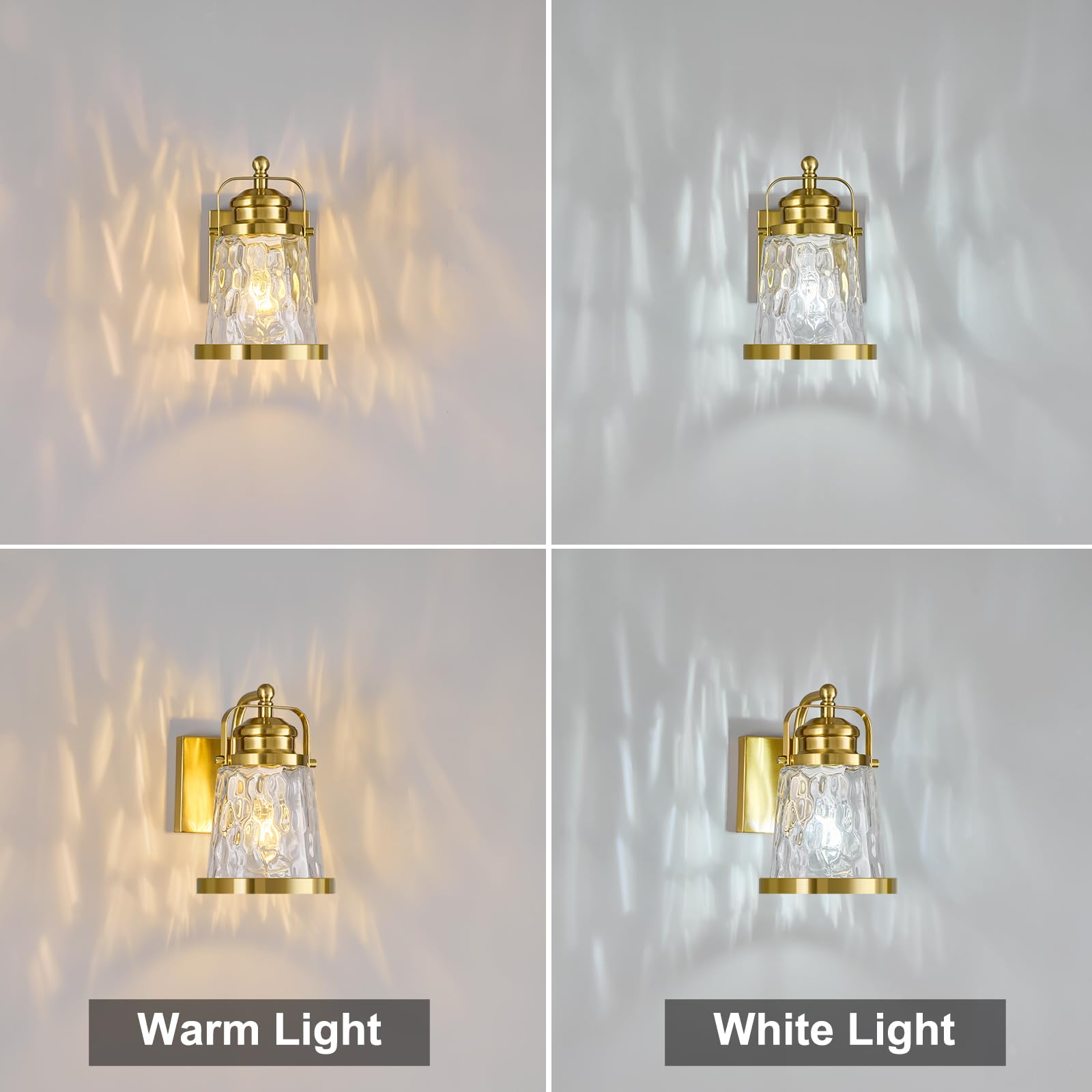 BNHHLZ Modern Wall Sconces Set of Two Indoor Wall Lamp Wall Sconces with Glass Wall Light Bathroom Vanity Light Fixtures Modern Industrial Gold Wall Mounted Room Sconce Wall Lighting