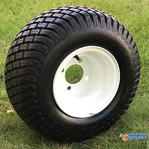 8" WHITE Steel Golf Cart Wheels and 18x8.50-8" Turf/Street Golf Cart Tires - Set of 4