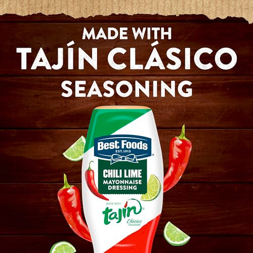 Best Foods Mayonnaise Dressing Chili Lime for Grilled Corn, Tacos, Grain Bowls & More, with Tajín Clásico Seasoning, Real Ingredients & No Artificial Flavors,11.5 oz