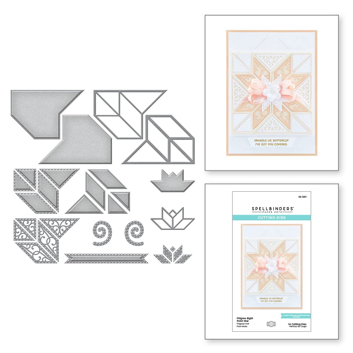 SPELLBINDERS PAPERCRAFTS, INC Spellbinders Etched Dies by Becca Feeken-Filigree Eight Point Star, ONE