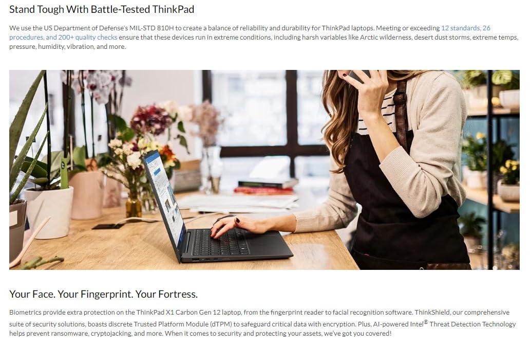 Lenovo Gen 12 ThinkPad X1 Carbon Laptop with Intel Ultra 7 165U vPro Processor, 14" WUXGA 100% sRGB Touchscreen, 32GB 6400MHz RAM, 1TB Gen4 Performance SSD, FHD+ IR+ RGB Camera, and Windows 11 Pro