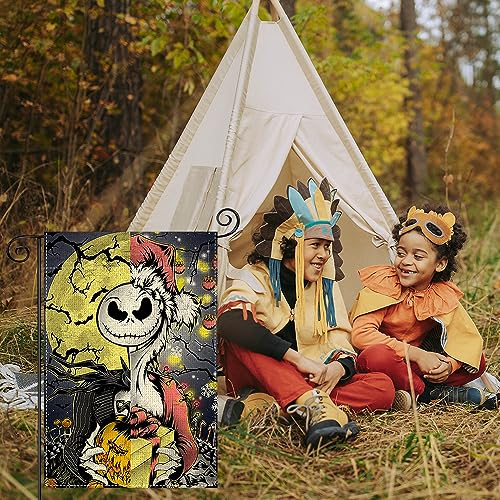 BEZKS Halloween Christmas Small Garden Flag 12x18 Inch Double Sided, Best Choice Nightmare Before Christmas Funny Welcome Peeps Autumn Thanksgiving Holiday Outdoor Seasonal Mini Burlap Fall Garden