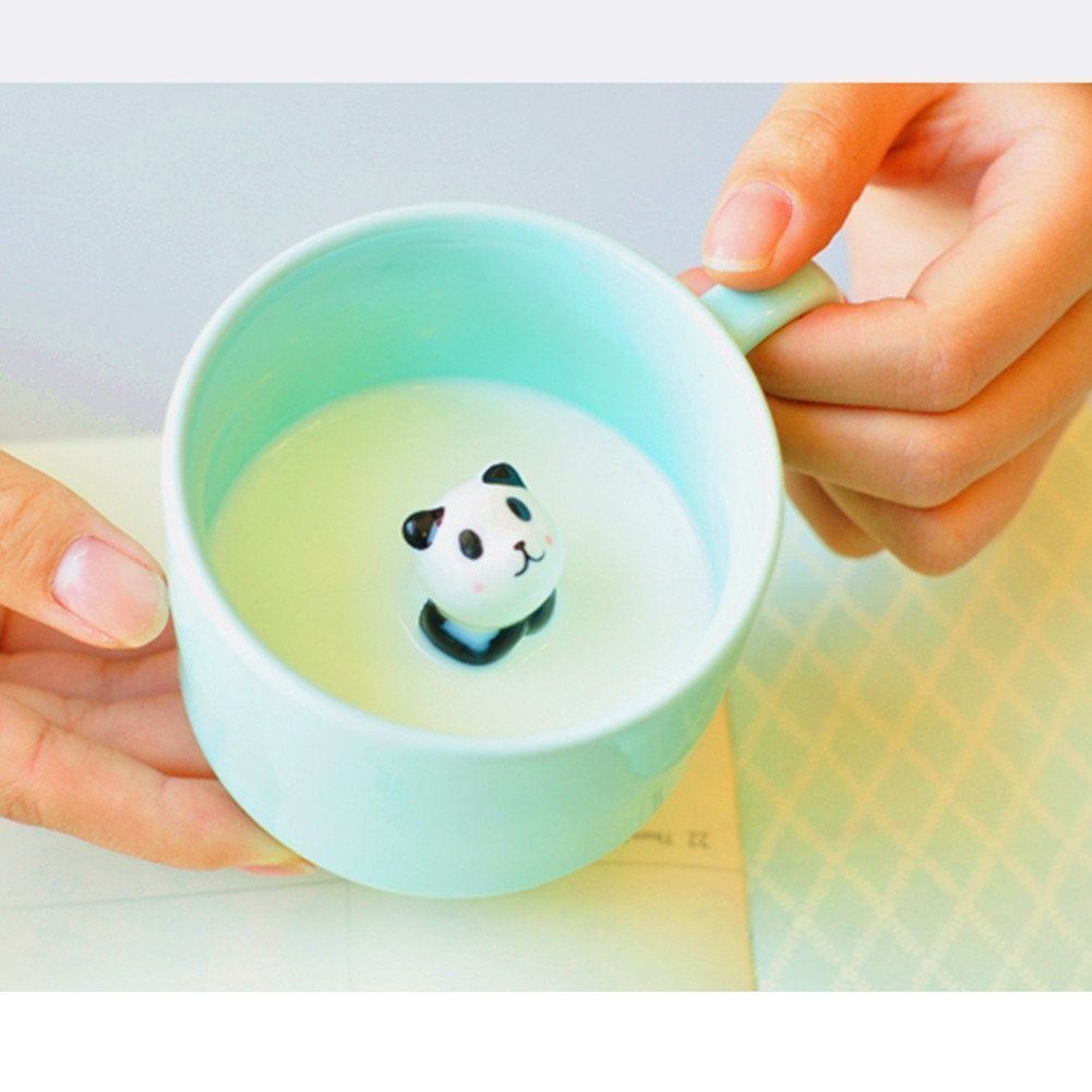 3D Coffee Mug Cute Animal Inside Cup Cartoon Ceramics Figurine Teacup Christmas Birthday Gift for Boys Girls Kids - Party Office Morning Mugs for Tea Juice Milk Chocolate Cappuccino(3D Panda Cup)