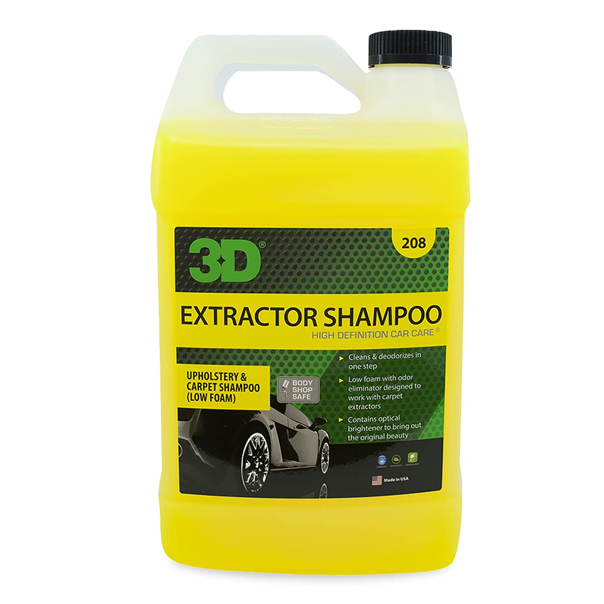 3D Extractor Carpet Cleaner Shampoo for Machine Use - Upholstery Cleaner, Stain Remover & Odor Eliminator - Low Foam, No Residue Formula 1 Gallon