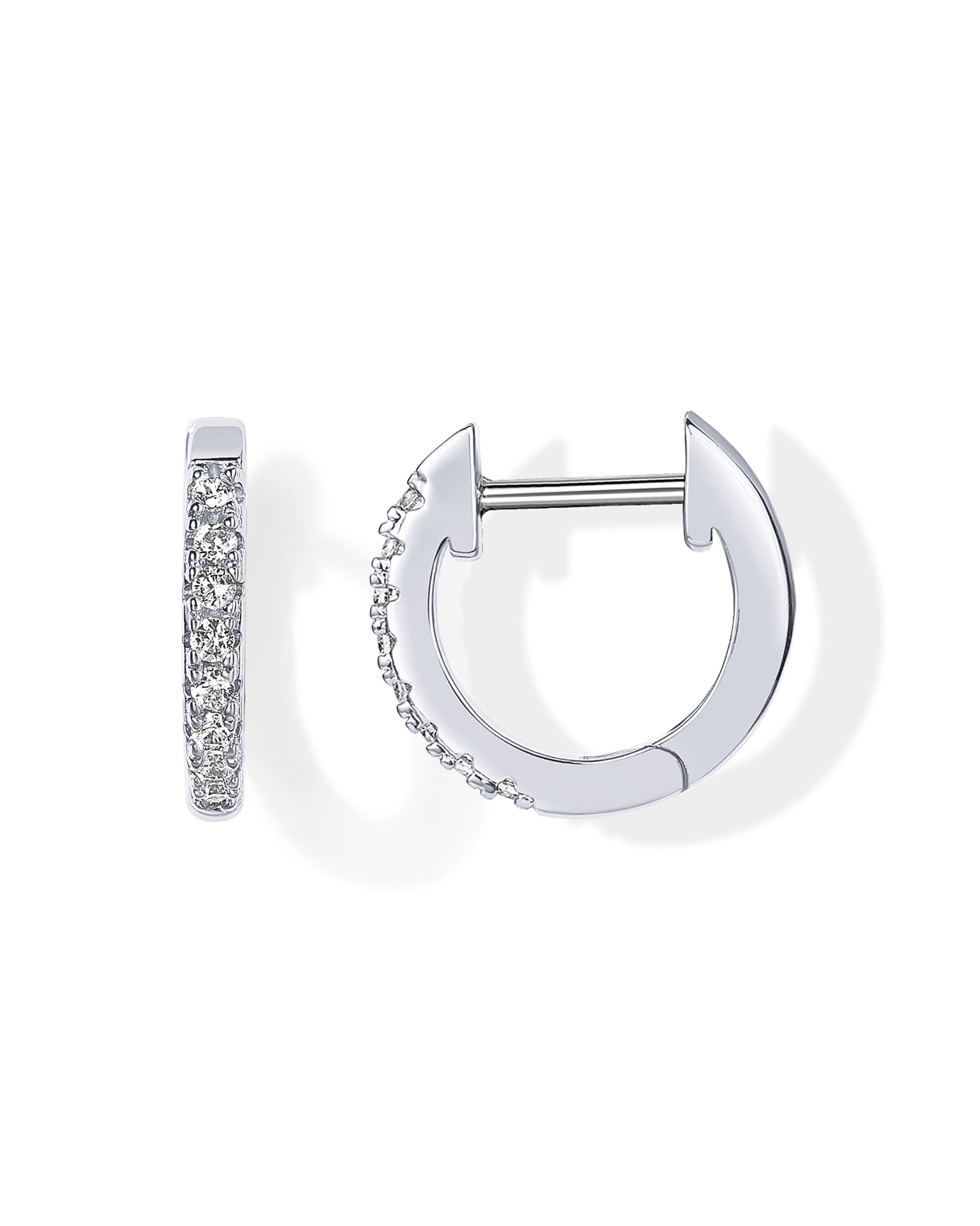 PAVOI 14K White Gold Plated Post Cubic Zirconia Cuff Earring Huggie Stud