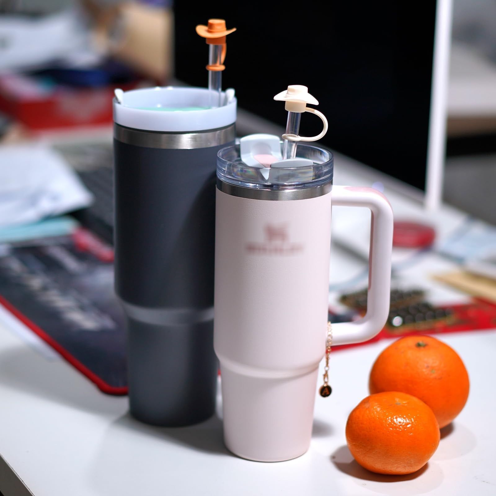 4-Pack Cowboy Straw Hats and 6-Pack Leak-Proof Stoppers for Stanley H1.0