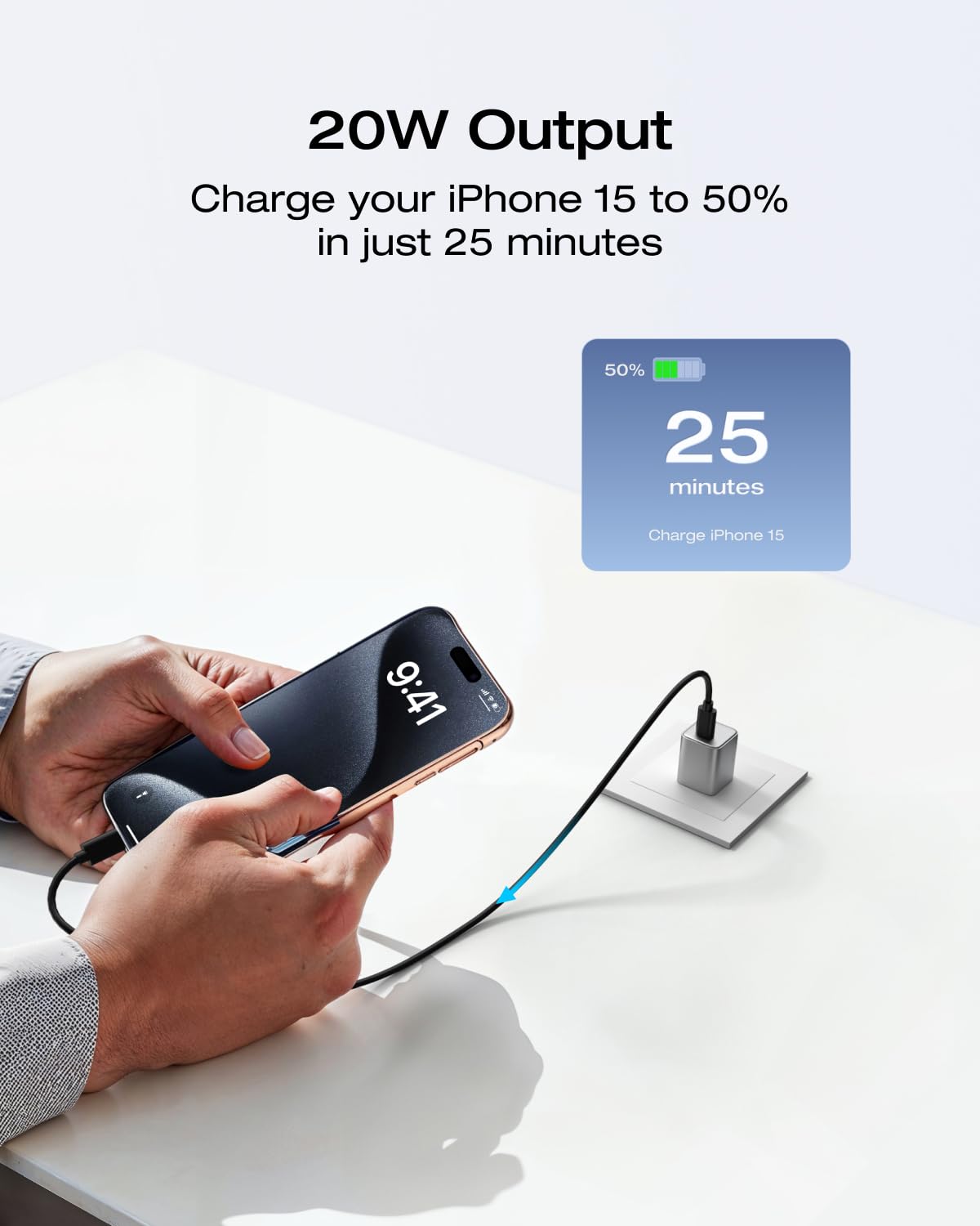 EF ECOFLOW USB C Charger, Rapid 20W GaN Type C Charging Block with Foldable Plug, Fast Wall Charger Compatible with iPhone 15/14/13, Galaxy, Pixel 4, iPad, AirPods, Apple Watch (USBC Cable Included)