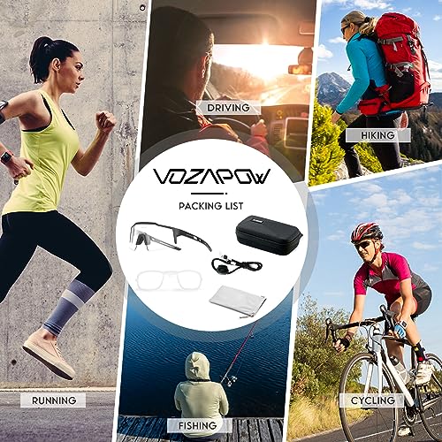 VOZAPOW Photochromic Sports Sunglasses, Cycling Sunglasses for Men Women Youth, Driving, Running, Baseball