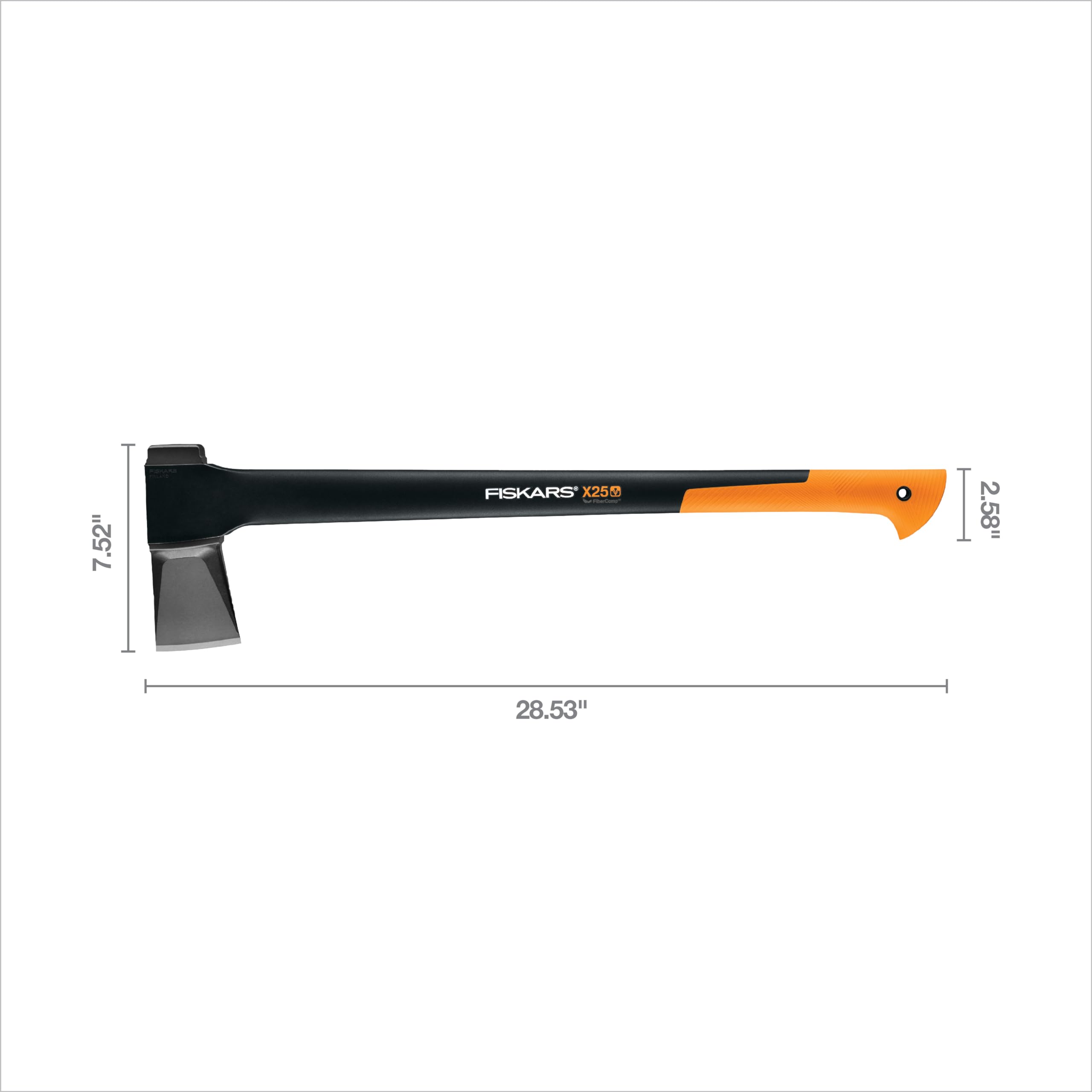 Fiskars X25 Splitting Axe, Tree Branch Cutter and Wood Splitter for Medium to Large Size Logs (28-Inch Axe) with Shock-Absorbing Handle