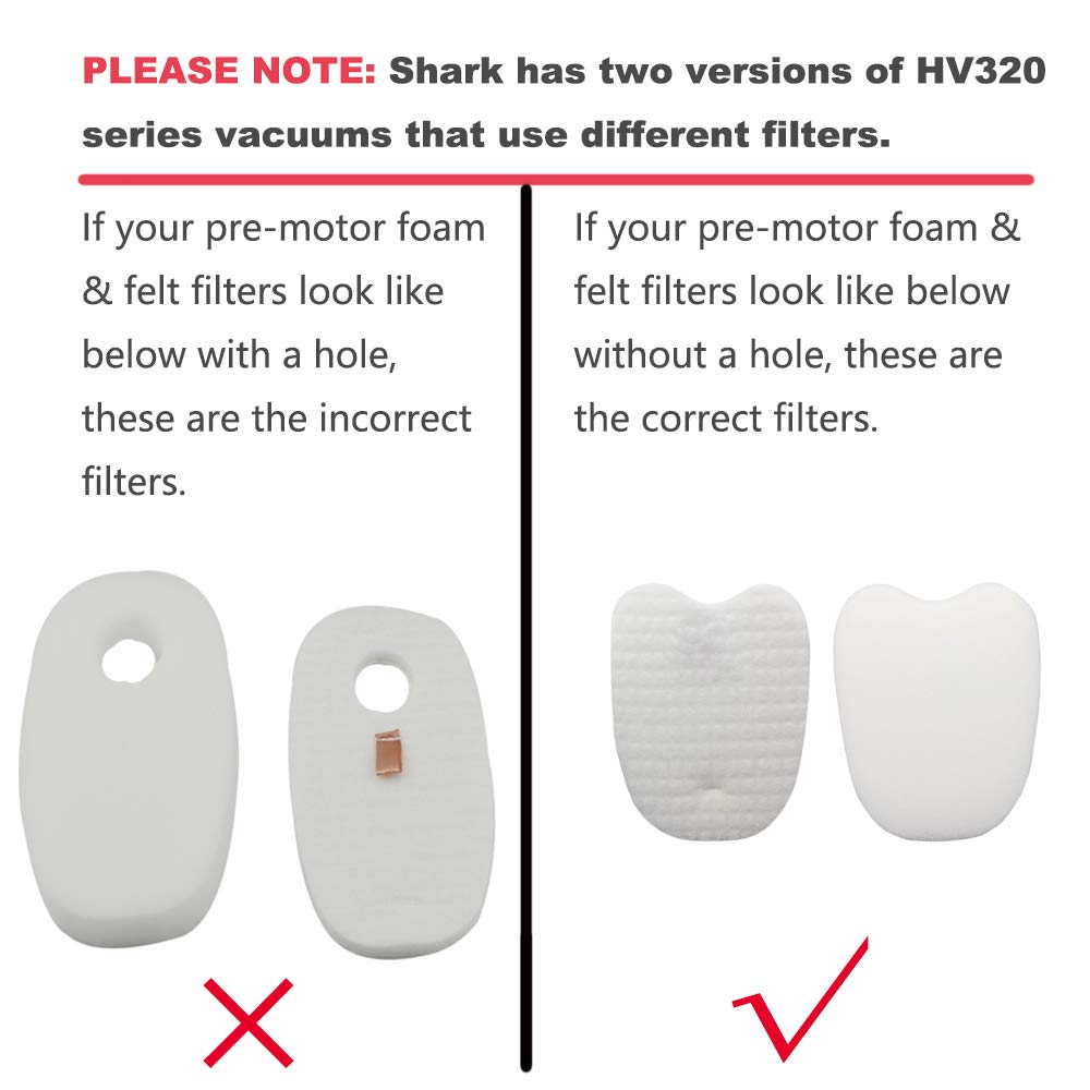 Dttery 6 Pack Filters for Shark Rocket DeluxePro Zero-M Vacuum HV345, HV320, HV321, HV322, HV324Q, UV330, UV422, UV425, UV480, ZS350, ZS351, ZS352, Replacement Part XPMFK320 1084FTV320
