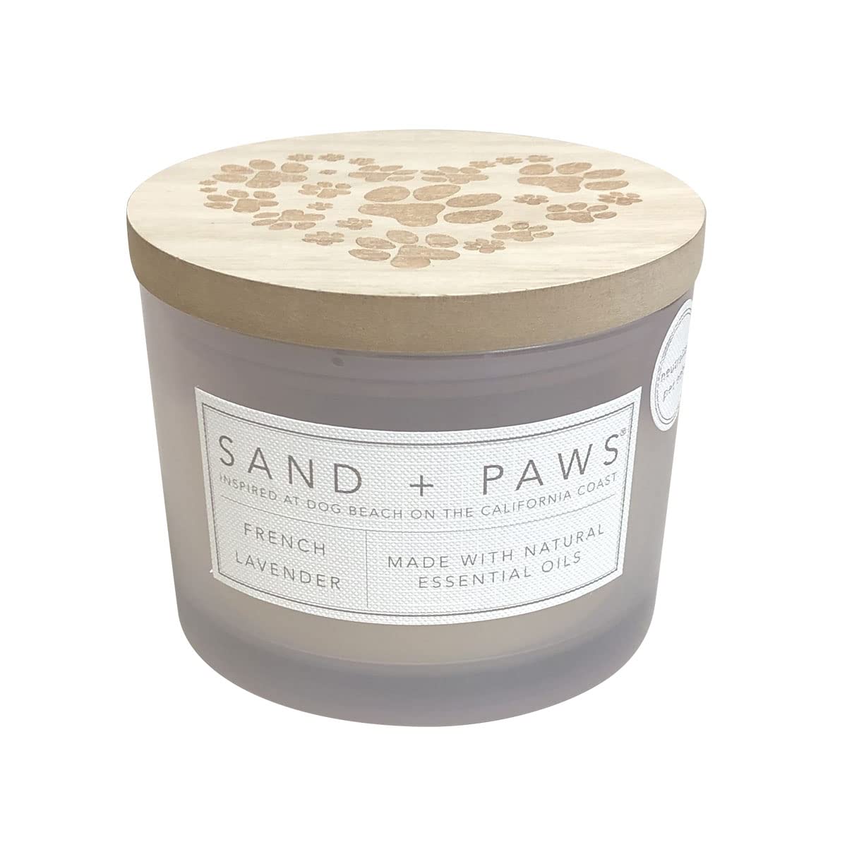 Sand + Paws Scented Candle - French Lavender - Luxurious Air Freshening Jar Candles Neutralize pet Odors and Enhance Home décor – 100% Cotton Lead-Free Wicks - 12 oz