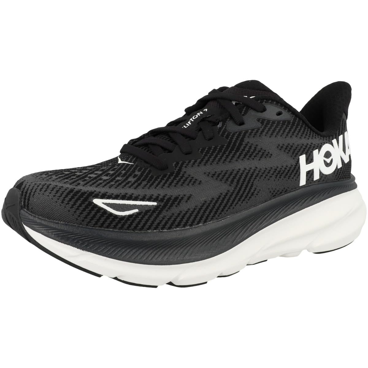 Hoka Women's Clifton 9 Sneaker, Black/White, 6.5