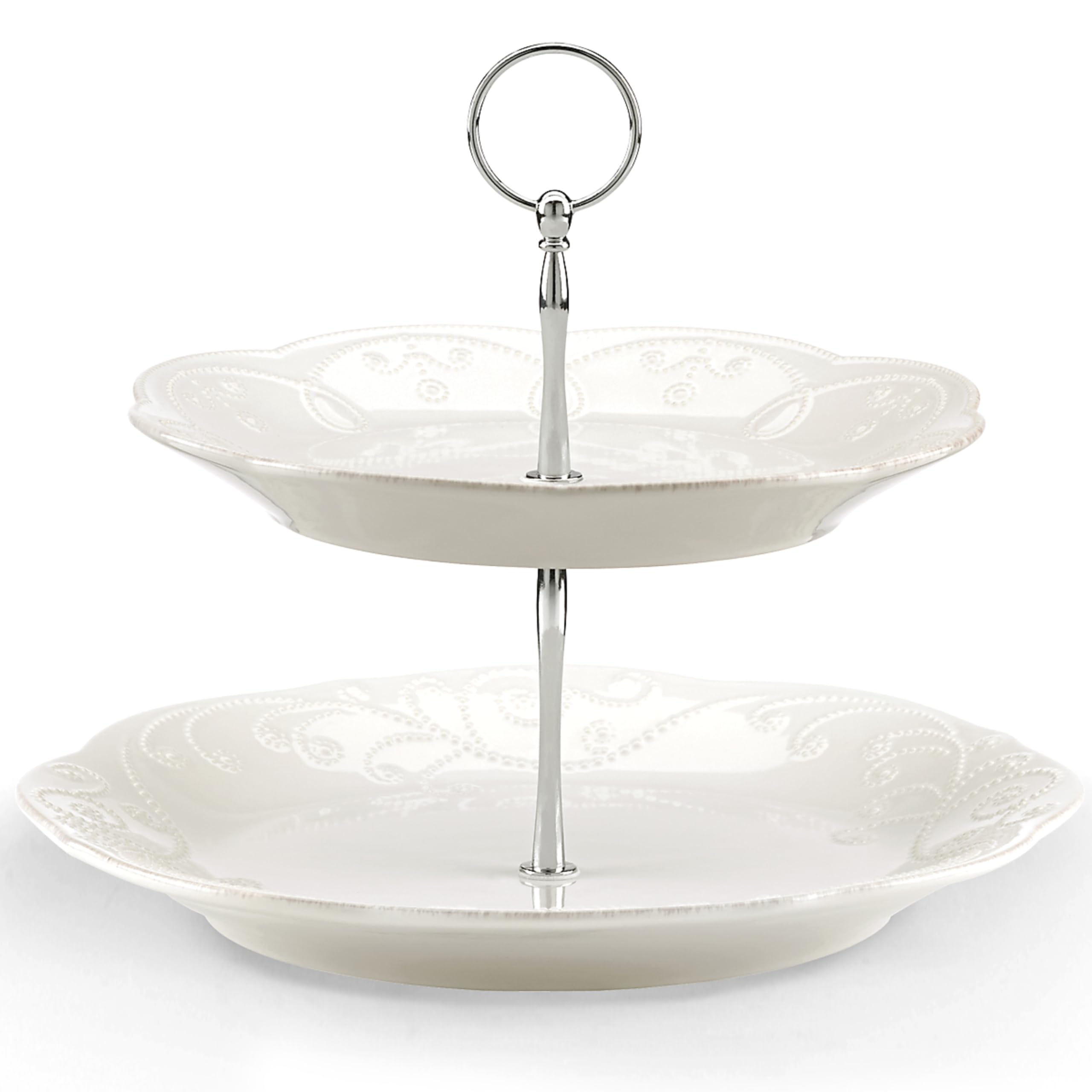 Lenox Unisex French Perle Tiered Server, White, 3.85 LB