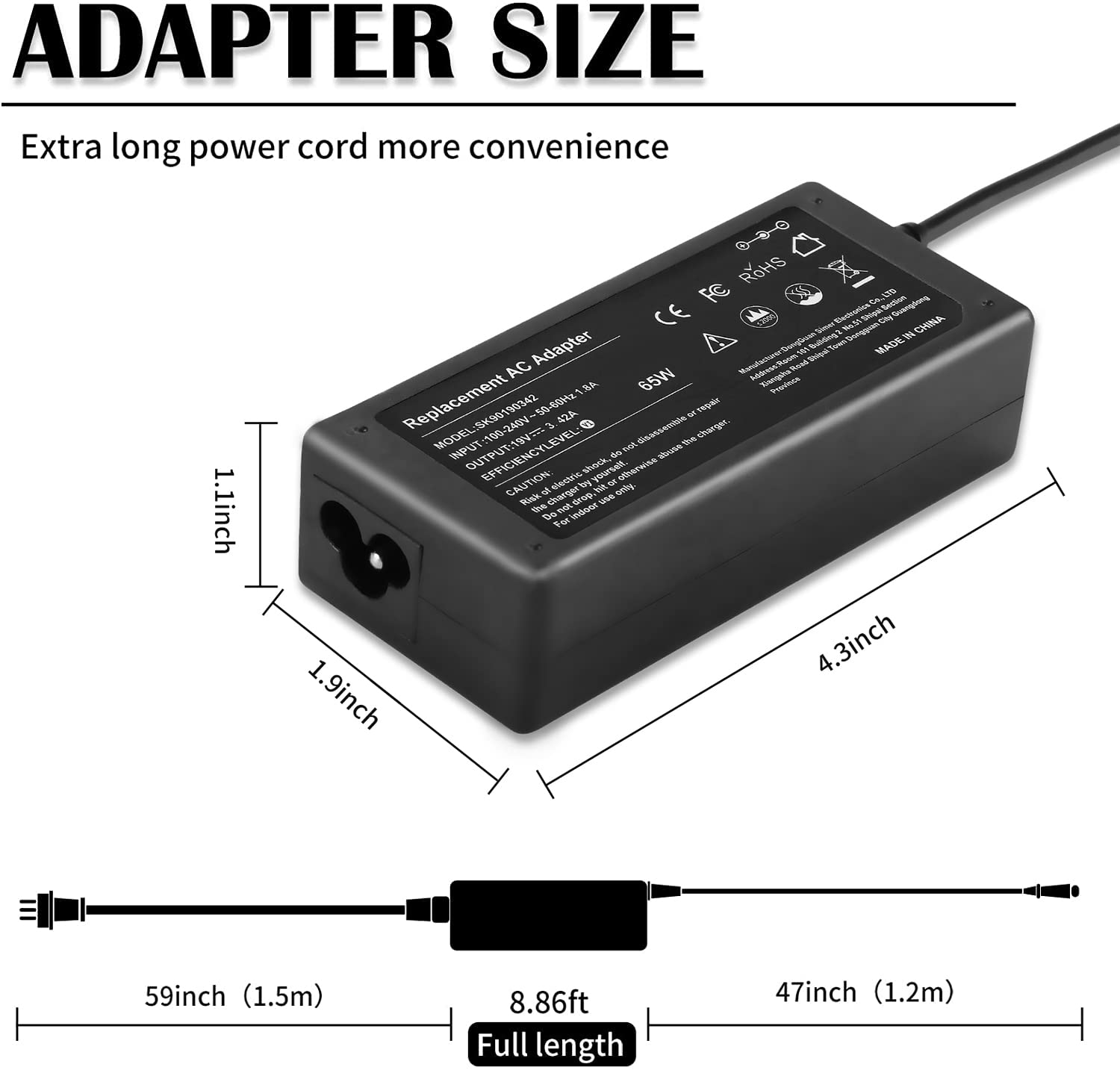65W Laptop Charger Compatible for HP EliteBook 840 G3 G4 G5 G6 G7 850 G3 820 725 745 755 X360 HP Probook Charger 640 G5 650 G2 430 440 450 G2 G3 G5 Ac Adapter Notebook Power Supply Cord