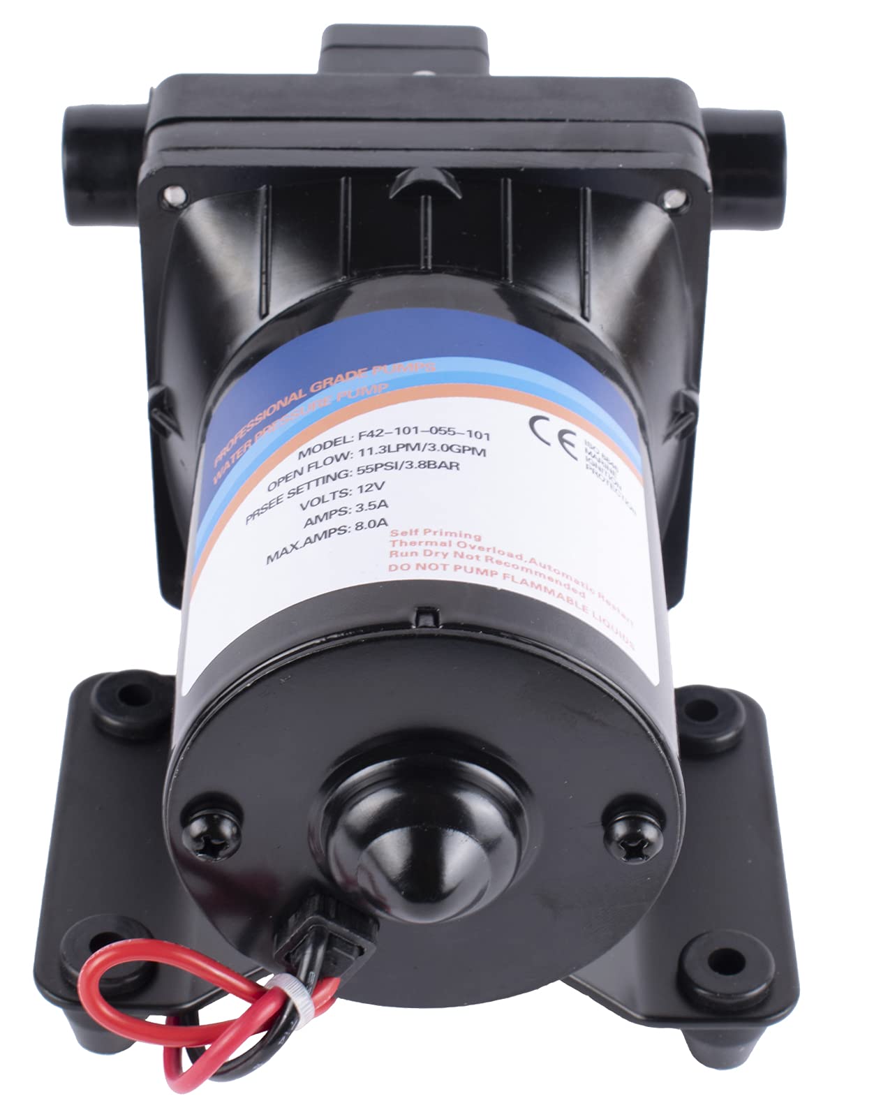 Water Pump 4008-101-E65 42-Series 12V 3.0GPM 55PSI Diaphragm Pump Compatible with RVs, Ships, Yachts, and Boats - Self-Priming 9.8 Feet