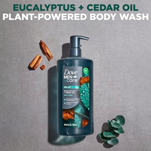 Dove Men+Care Body Wash Eucalyptus + Cedar Oil to Rebuild Skin in the Shower with Plant-Based Cleansers and Moisturizers 26 oz