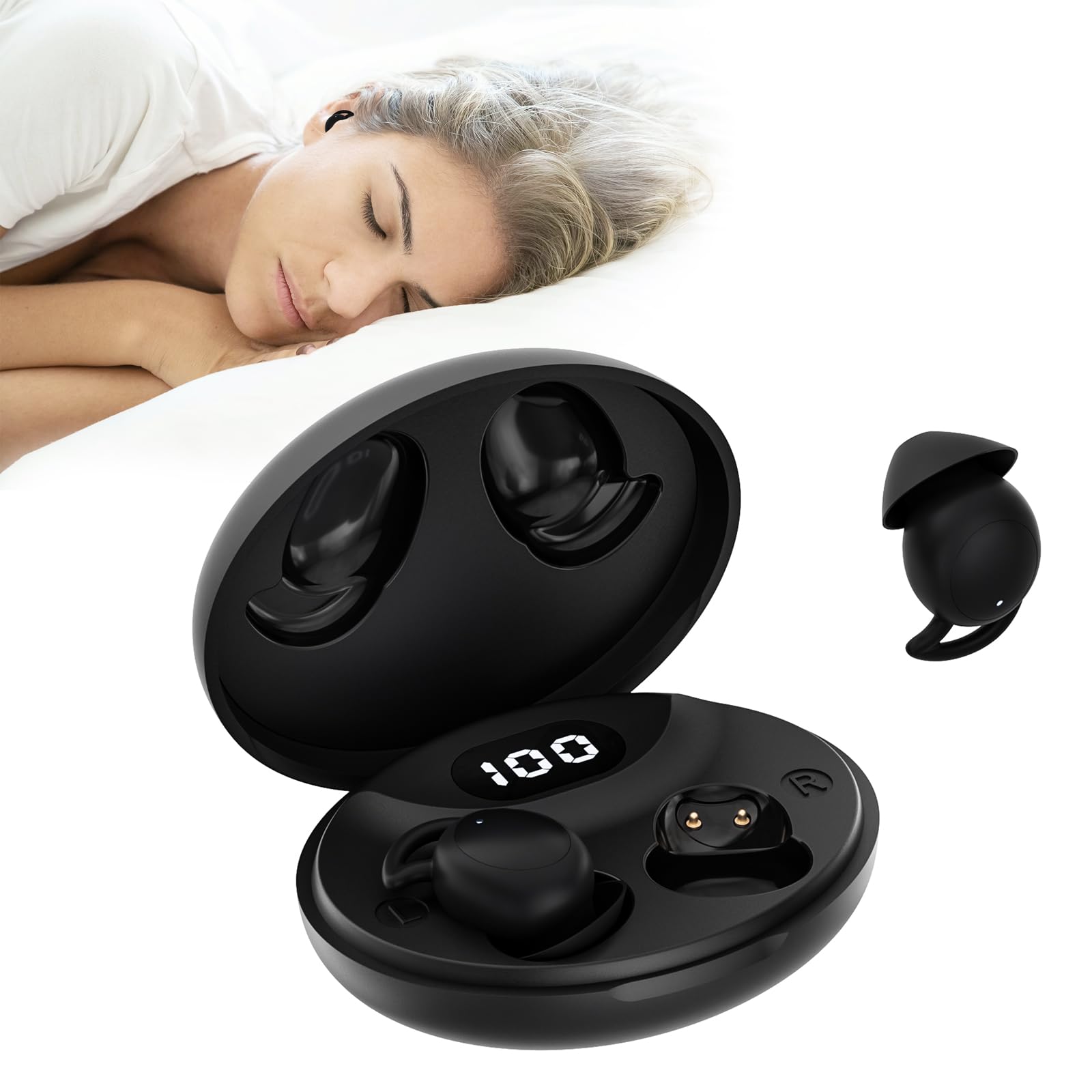 IFECCO Invisible Sleep Headphones Bluetooth - Small Wireless Sleep Earbuds for Side Sleepers,Sleepbuds Comfortable Noise Blocking,IPX6 Waterproof Wireless Tiny Headphones for Sleeping