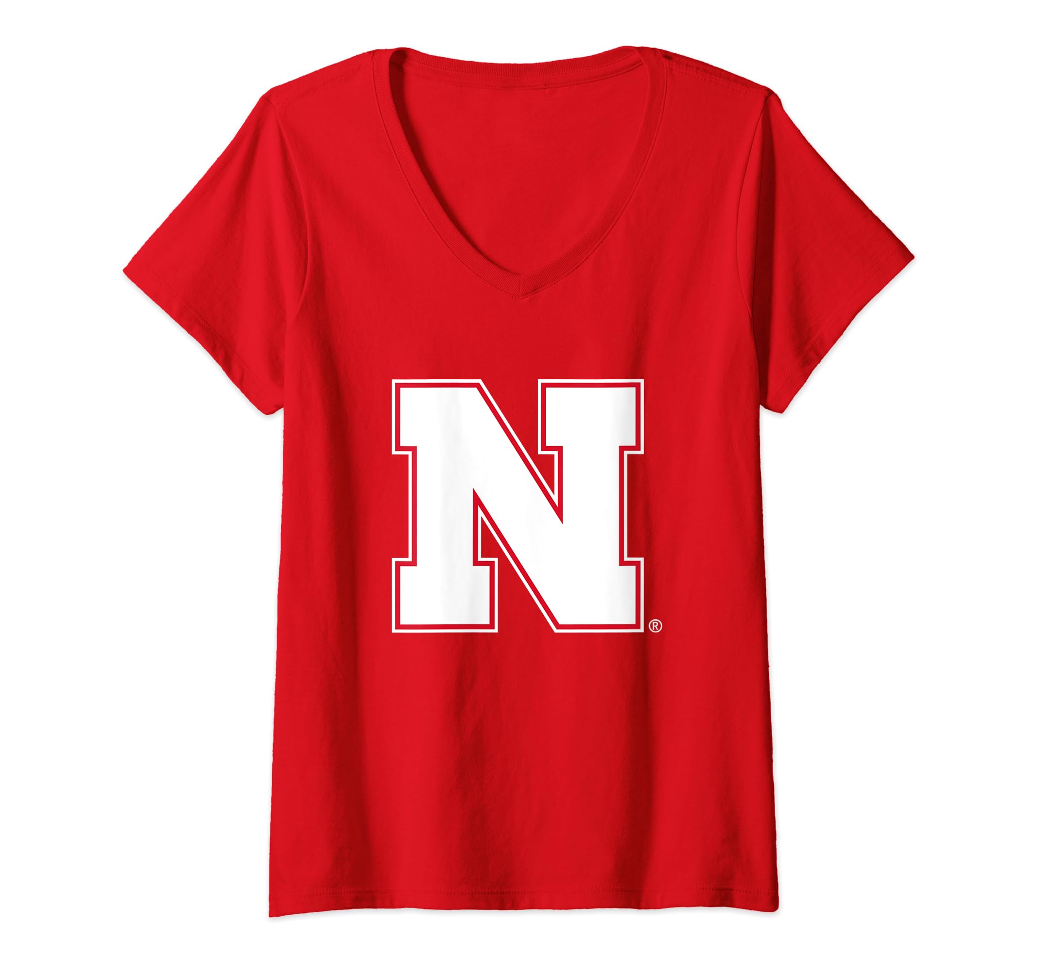 Womens Nebraska Cornhuskers Icon Red Officially Licensed V-Neck T-Shirt