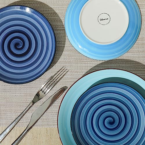 Selamica Ceramic Dessert Plates Set of 6, Small Salad Plates 6 Inch Appetizer Plates for Kitchen, Small Dinner Plates/Dishes for Cake Snacks Side Dish, Microwave Dishwasher Safe, Gradient Blue