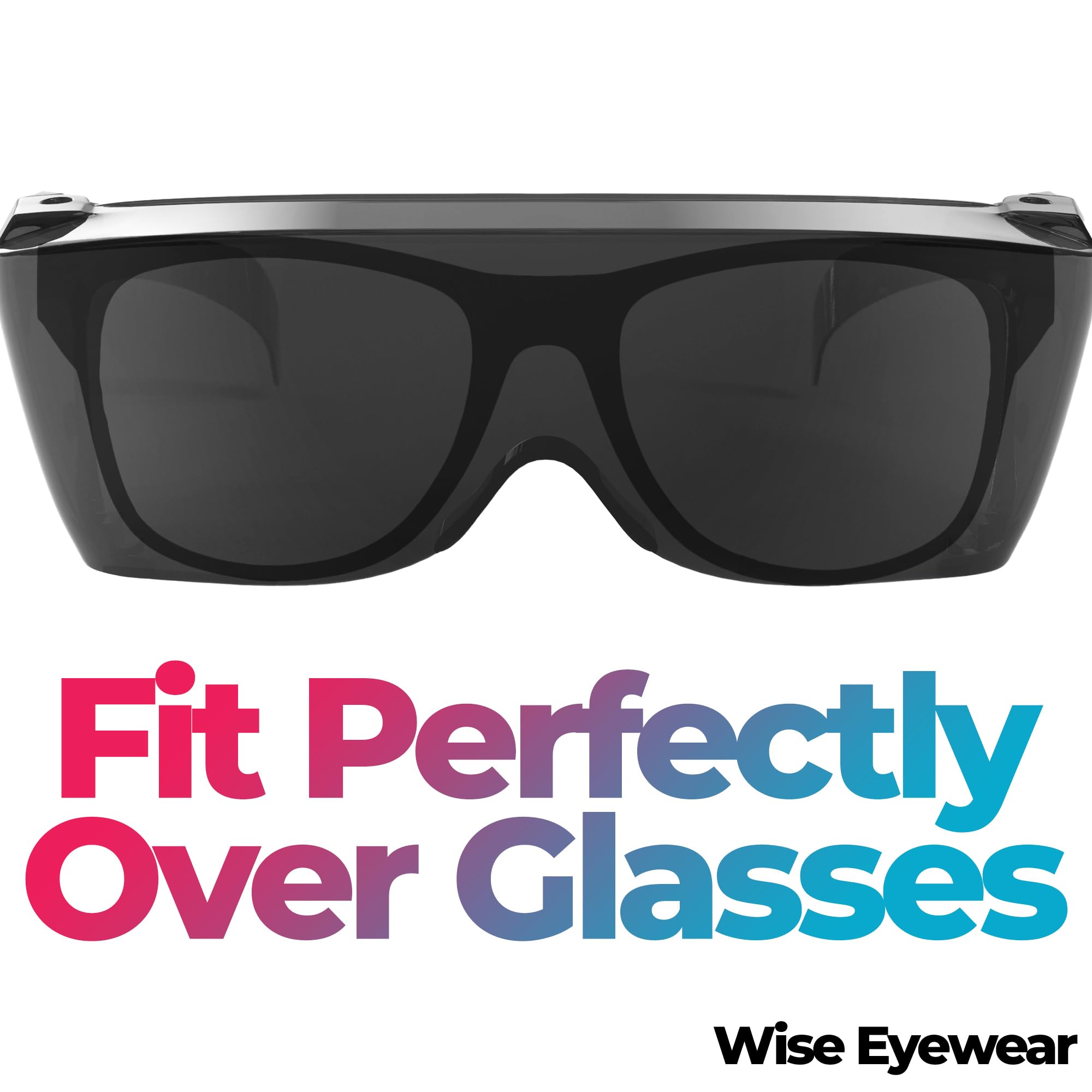 Wise Eyewear Cover-Ups Black Fit Over Sunglasses - Wrap Around Sunglasses - People Who Wear Prescription Glasses in the Sun (Black)