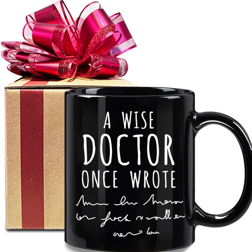 VLUG Doctor Gifts for Men Women, A Wise Doctor Once Wrote Mug 11oz, Thank You Appreciation Doctor Gift, Funny Doctor Birthday Gifts, Nursing Study Abroad Gifts, Fun Gag Quotes Gifts for Doctor