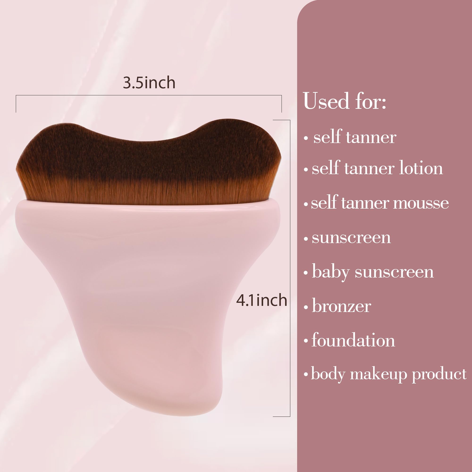 BEAUTYFACTOR Self Tanner Brush - Kabuki Bronzer Brush for Face,Body Makeup Brush for Self Tanning Mousse,Lotion,Sunscreen - Self Tanning Mitt Brush for Face Body Leg Self Tan (Pink)