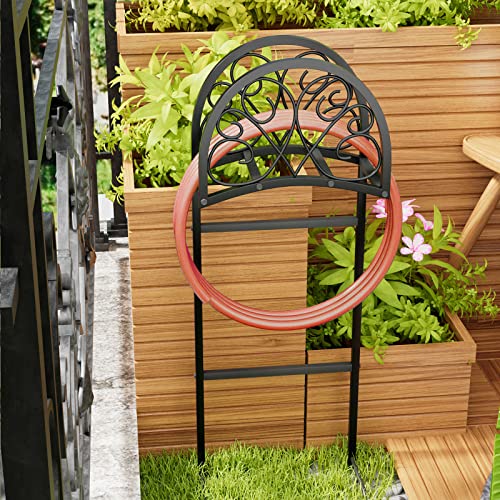 Dosker Hose Holder Garden Hose Reels Holder Storage Rack Heavy Duty Metal Standing Water Hose Storage Hook for Expandable Hose Reel Flexable for Outdoor Backyard