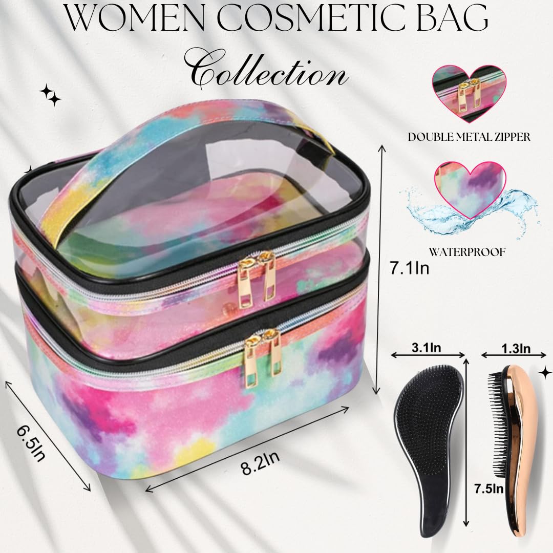 LuXuZs88 Elevate Your Travel Style Makeup & Toiletry Bag – Includes a Gorgeous Free Hair Brush! Perfect Cosmetic Bag for Women, Travel Makeup Organizer, & Skincare Essentials.