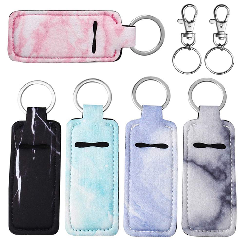 Pengxiaomei 5 Pcs Chapsticks Holder Keychain Stocking Stuffers for Women Lip Balm Holder Chapsticks Keychain Holder for Lipstick