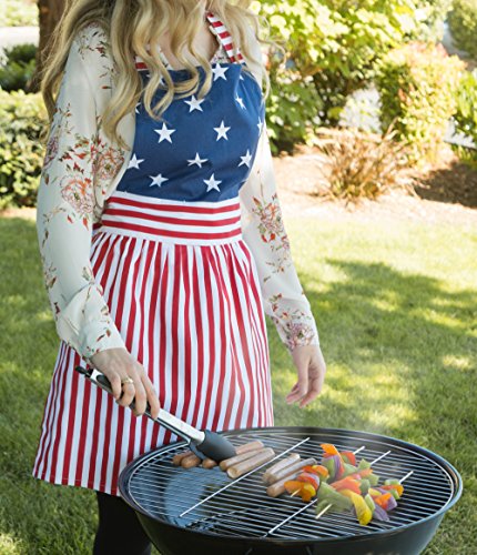 DII Patriotic Kitchen Apron for BBQ Grilling, Cooking or Baking, Red White & Blue