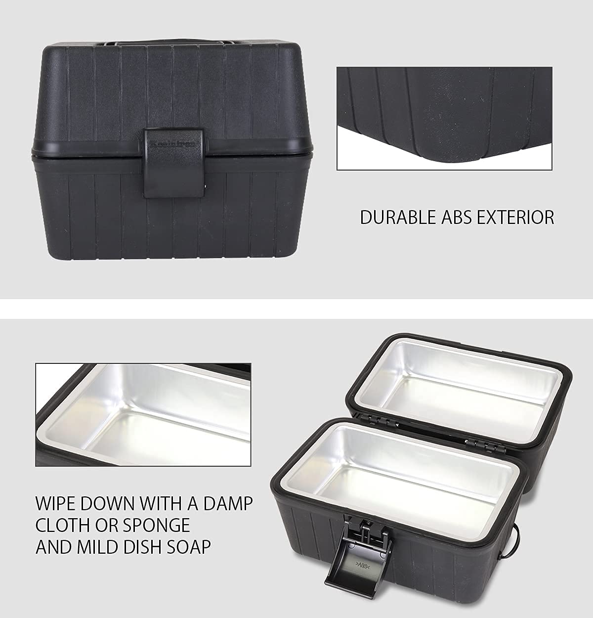 Koolatron 12V Heating Lunch Box Stove, 1.6 Qt (1.5 L), Black, 6 ft (1.8m) Power Cord, Heats to 300F (149C), Built-In Cord Storage, Classic Construction Worker Lunchbox, for Car, SUV, Pickup Truck