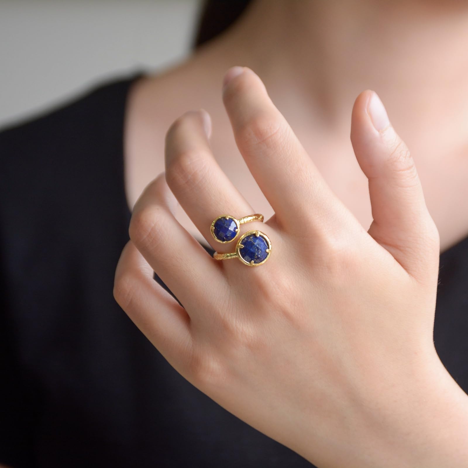 Lapis Lazuli Ring, Natural Blue Stone Ring for Lapis Lazuli Jewelry, Adjustable Handmade Ring for Women, September Birthstone Lapis Ring Gift for Her