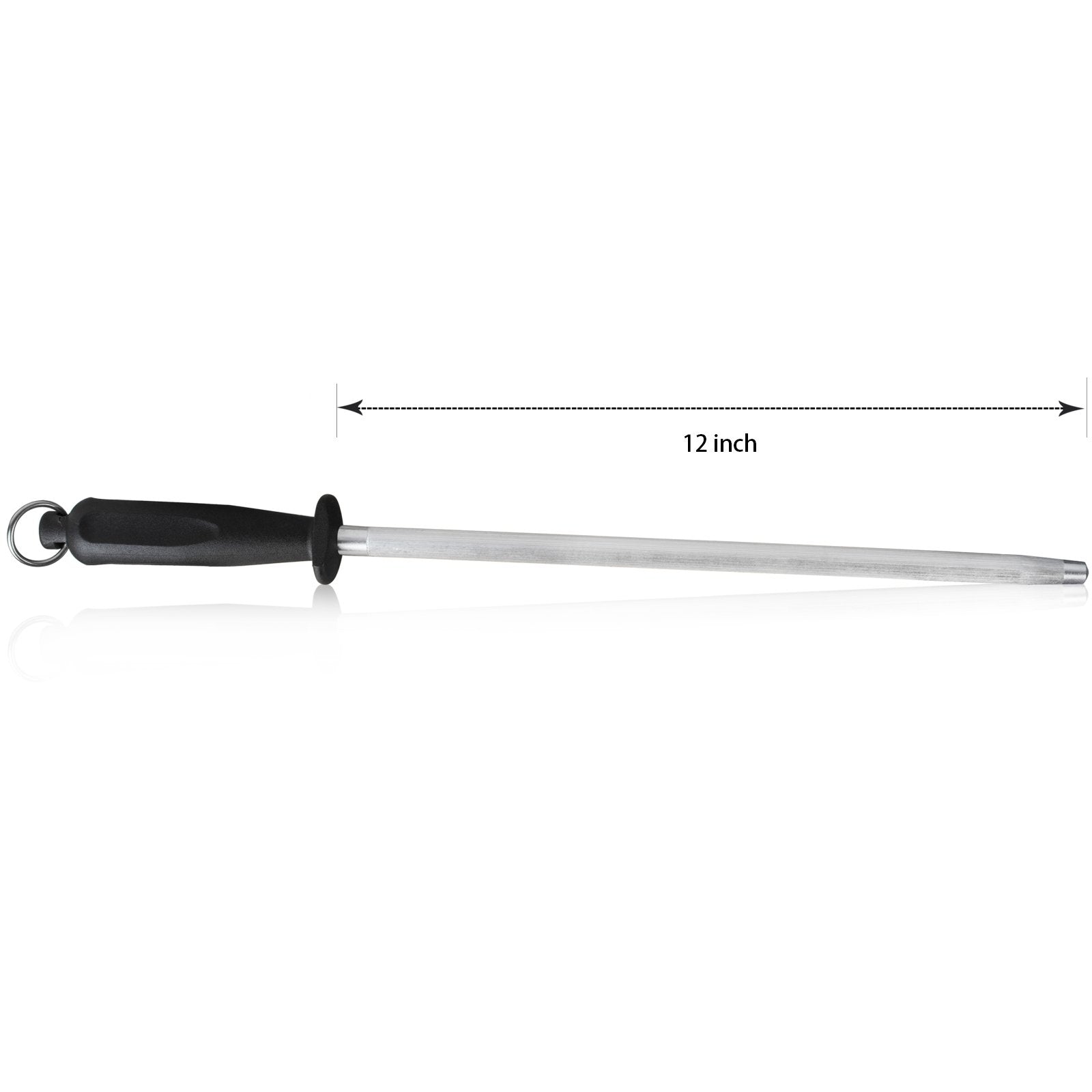 Professional Carbon Steel Black Knife Sharpening Steel, Black 12 Inch