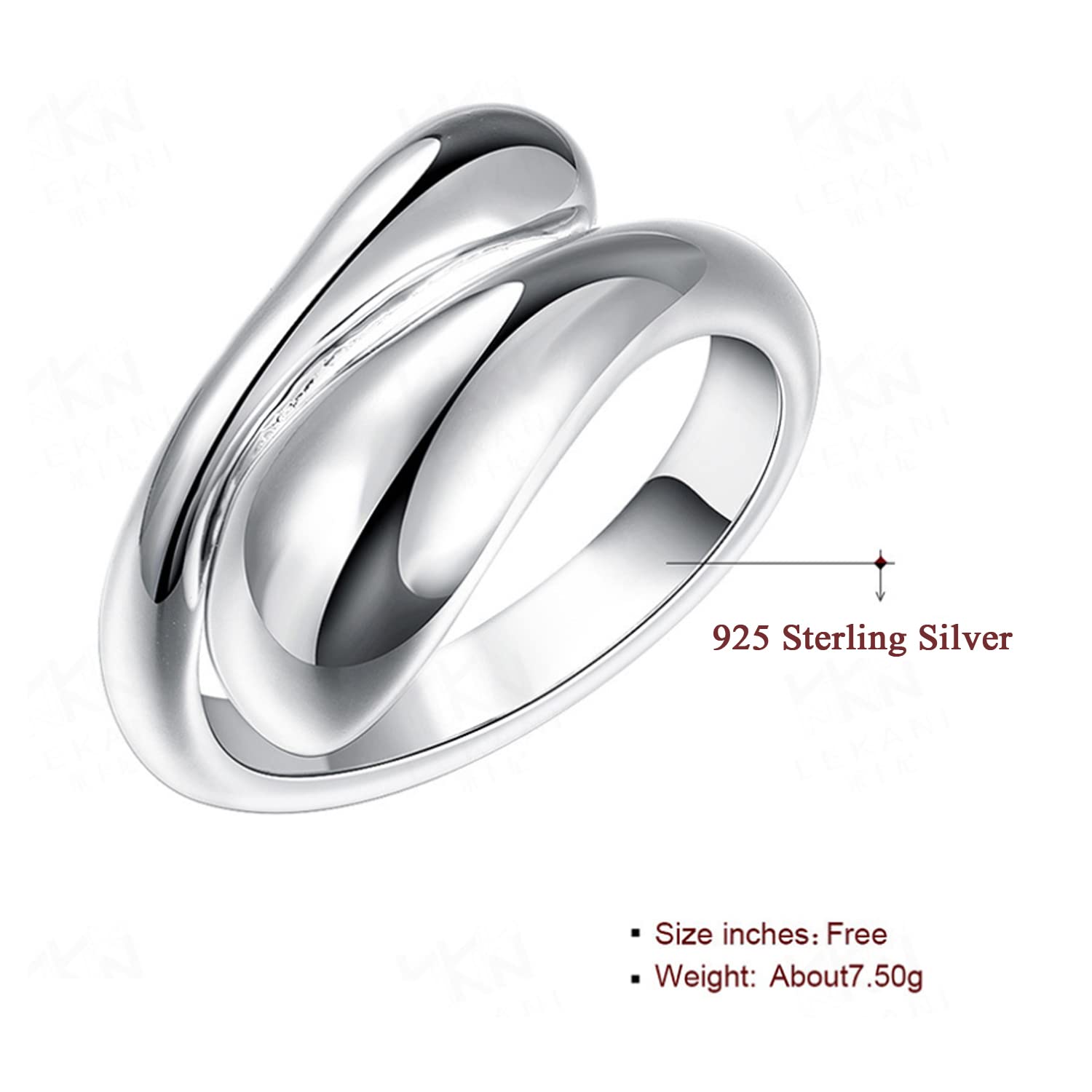 925 Sterling Silver Handmade Ring Adjustable Open Rings for Women and Men, Cross Heart Wedding Band Zircon Promise Ring Valentine's Day Gifts (Water Drop)