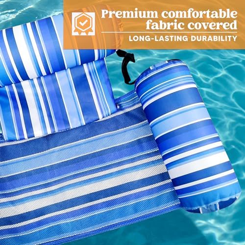 Sloosh Pool Floats Chairs Adult, 2 Packs Inflatable Pool Lounge Chairs,Blow up Hammock Pool Noodles Floats for Adults,Stripe Pattern Floating Water Chair for Pool Lake River(Stripe)